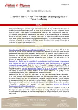 thumbnail of Note de synthèse – Certificat médical – Think tank Sport et Citoyenneté