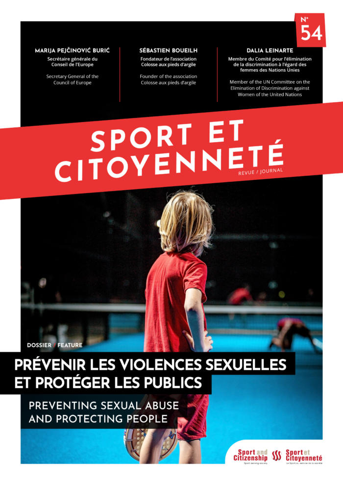 couverture de la revue Sport et Citoyenneté 54 dédié à la prévention des violences sexuelles dans le sport