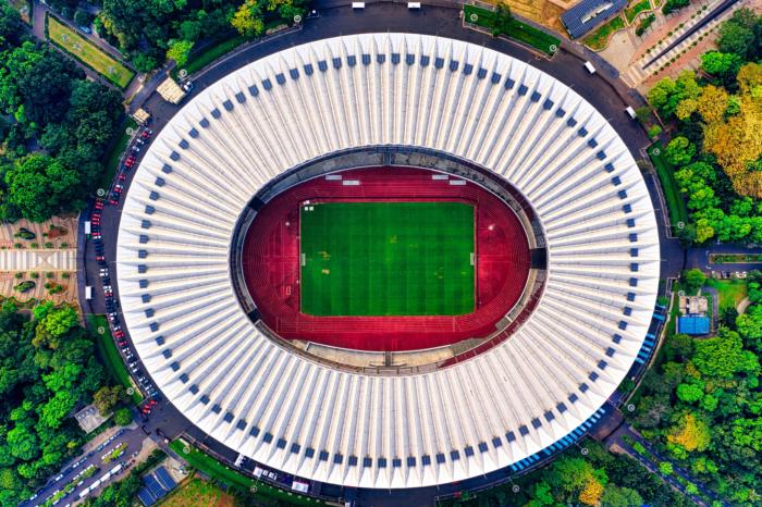 Vue aérienne d'un stade de football